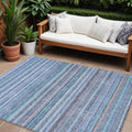 8 X 10 Sky Blue And Navy Blue Striped Washable Indoor Outdoor Area Rug
