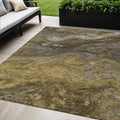 5 X 8 Brown Taupe And Chocolate Abstract Washable Indoor Outdoor Area Rug
