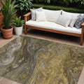 8 X 10 Brown Taupe And Chocolate Abstract Washable Indoor Outdoor Area Rug