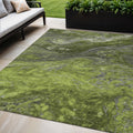 5 X 8 Olive Green And Lime Green Abstract Washable Indoor Outdoor Area Rug