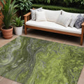 10 X 14 Olive Green And Lime Green Abstract Washable Indoor Outdoor Area Rug