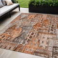 5 X 8 Orange Copper And Salmon Village Houses Washable Indoor Outdoor Area Rug