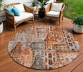 8 Orange Copper And Salmon Round Village Houses Washable Indoor Outdoor Area Rug