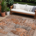 8 X 10 Orange Copper And Salmon Village Houses Washable Indoor Outdoor Area Rug