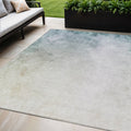 5 X 8 Beige Sky Blue And Teal Blue Ombre Washable Indoor Outdoor Area Rug