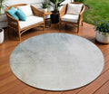 8 Navy Blue And Denim Blue Round Ombre Washable Indoor Outdoor Area Rug