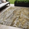 5 X 8 Brown Taupe And Gold Abstract Washable Indoor Outdoor Area Rug