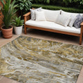 8 X 10 Brown Taupe And Gold Abstract Washable Indoor Outdoor Area Rug