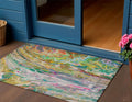 3 X 5 Green Gold And White Abstract Washable Indoor Outdoor Area Rug