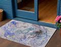 3 X 5 Beige Blue And Taupe Abstract Washable Indoor Outdoor Area Rug