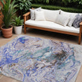 9 X 12 Beige Blue And Taupe Abstract Washable Indoor Outdoor Area Rug