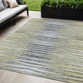 5 X 8 Beige Tan And Taupe Striped Washable Indoor Outdoor Area Rug