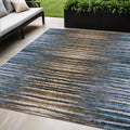 5 X 8 Blue Brown And Sky Blue Striped Washable Indoor Outdoor Area Rug