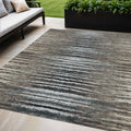 5 X 8 Brown Taupe And Chocolate Striped Washable Indoor Outdoor Area Rug