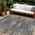 8 X 10 Brown Taupe And Chocolate Striped Washable Indoor Outdoor Area Rug