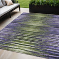 5 X 8 Purple Lilac And Lavender Striped Washable Indoor Outdoor Area Rug