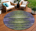 8 Purple Lilac And Lavender Round Striped Washable Indoor Outdoor Area Rug