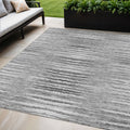 5 X 8 Silver Gray And Charcoal Striped Washable Indoor Outdoor Area Rug