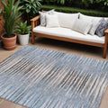 9 X 12 Sky Blue And Denim Blue Striped Washable Indoor Outdoor Area Rug