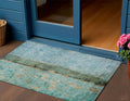 3 X 5 Blue And Gold Abstract Washable Indoor Outdoor Area Rug