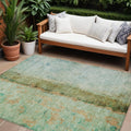 10 X 14 Olive Green And Blue Abstract Washable Indoor Outdoor Area Rug
