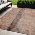 5 X 8 Orange Peach And Brown Abstract Washable Indoor Outdoor Area Rug