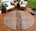 8 Orange Peach And Brown Round Abstract Washable Indoor Outdoor Area Rug
