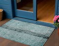 3 X 5 Teal Blue Aqua And Charcoal Abstract Washable Indoor Outdoor Area Rug