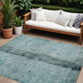10 X 14 Teal Blue Aqua And Charcoal Abstract Washable Indoor Outdoor Area Rug