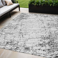 5 X 8 Black White And Gray Abstract Washable Indoor Outdoor Area Rug