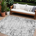 9 X 12 Black White And Gray Abstract Washable Indoor Outdoor Area Rug