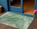 3 X 5 Green And Sage Abstract Washable Indoor Outdoor Area Rug