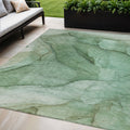 5 X 8 Green And Sage Abstract Washable Indoor Outdoor Area Rug