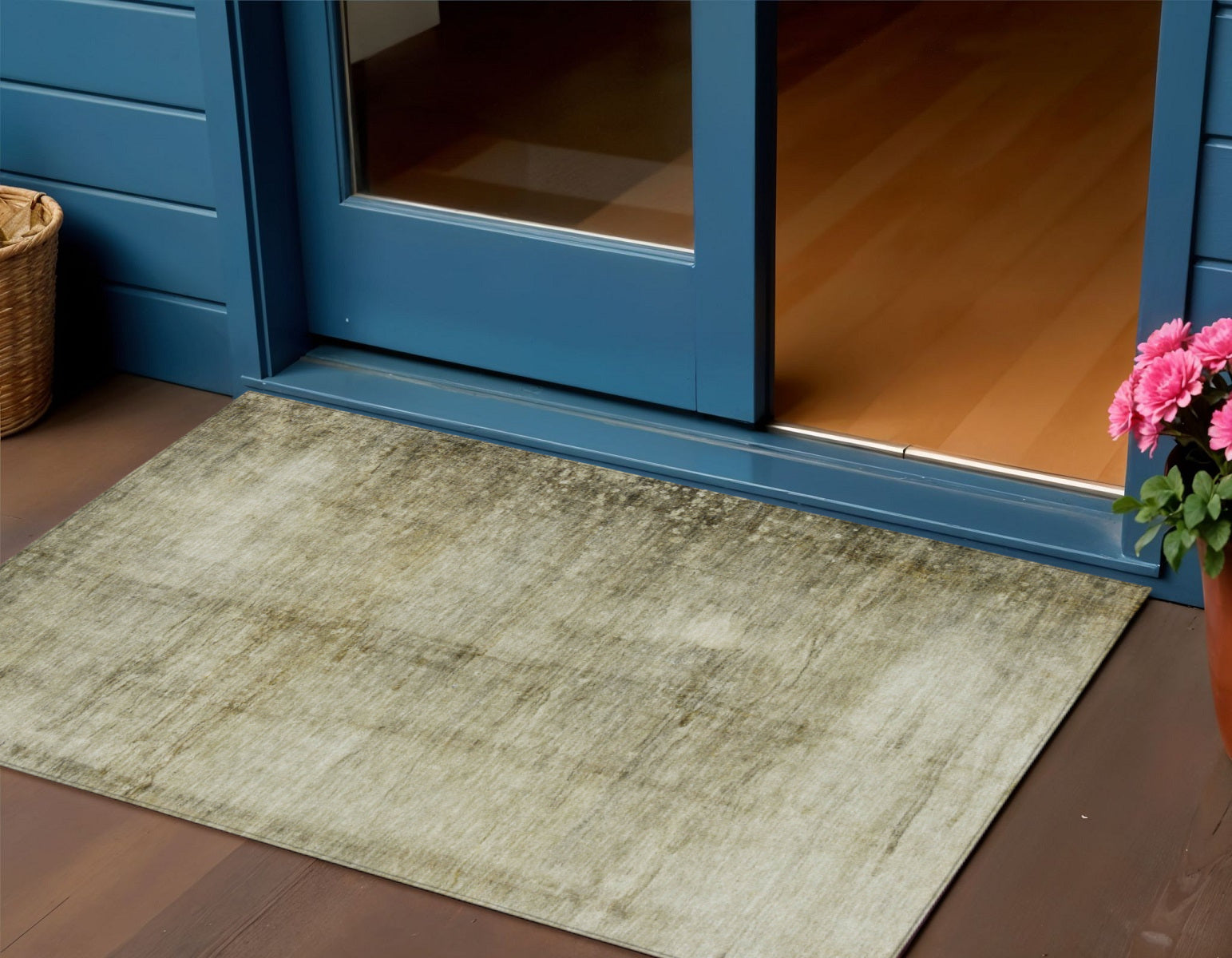 3 X 5 Taupe Beige And Chocolate Abstract Washable Indoor Outdoor Area Rug