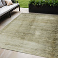 5 X 8 Taupe Beige And Chocolate Abstract Washable Indoor Outdoor Area Rug