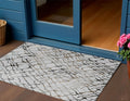 3 X 5 Silver Gray And Charcoal Abstract Washable Indoor Outdoor Area Rug
