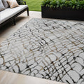5 X 8 Silver Gray And Charcoal Abstract Washable Indoor Outdoor Area Rug