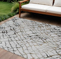10 X 14 Silver Gray And Charcoal Abstract Washable Indoor Outdoor Area Rug
