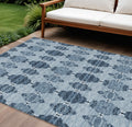 9 X 12 Navy Blue And Denim Blue Moroccan Washable Indoor Outdoor Area Rug