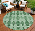 8 Emerald And Green Round Moroccan Washable Indoor Outdoor Area Rug