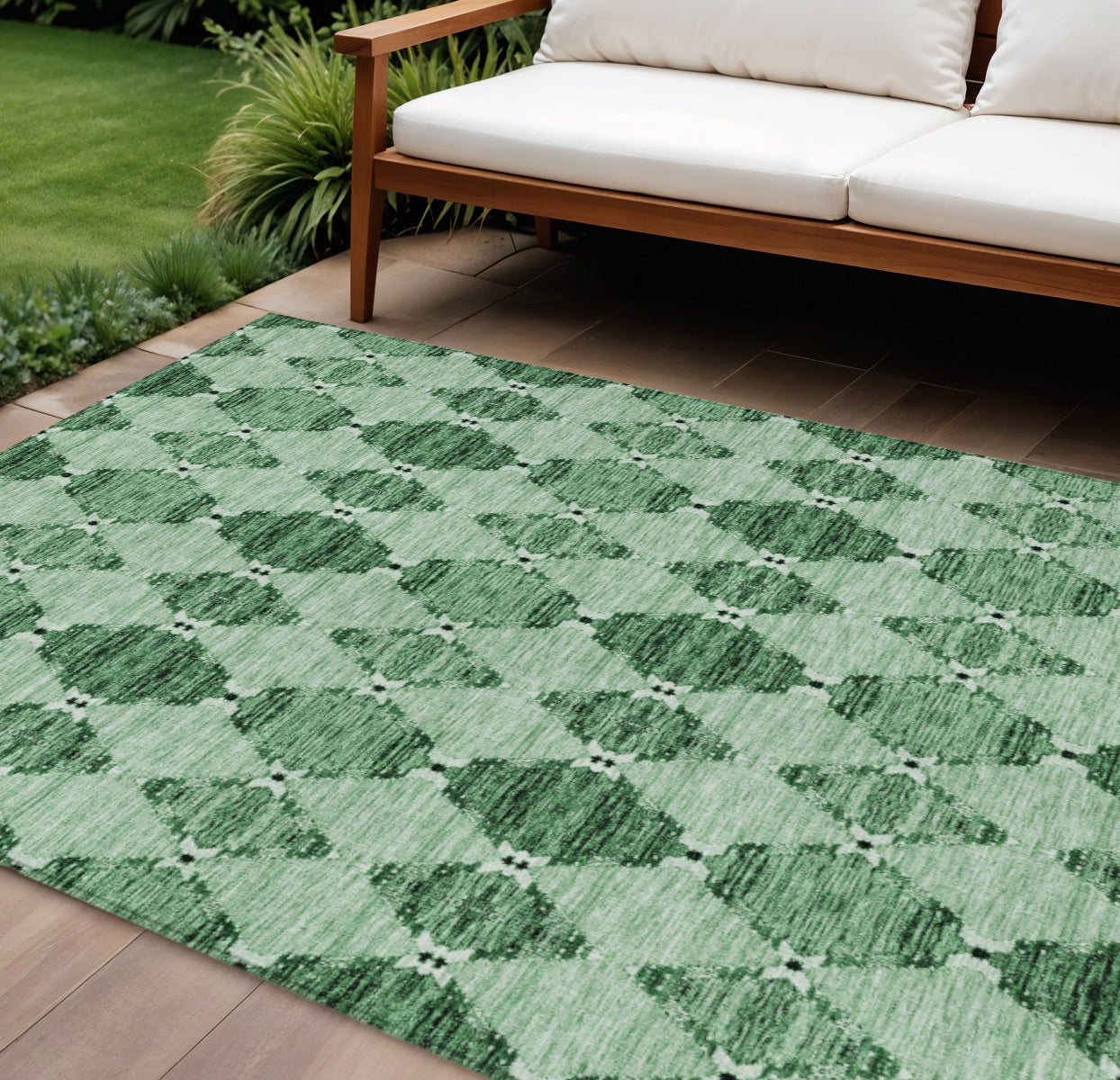 9 X 12 Emerald And Green Moroccan Washable Indoor Outdoor Area Rug