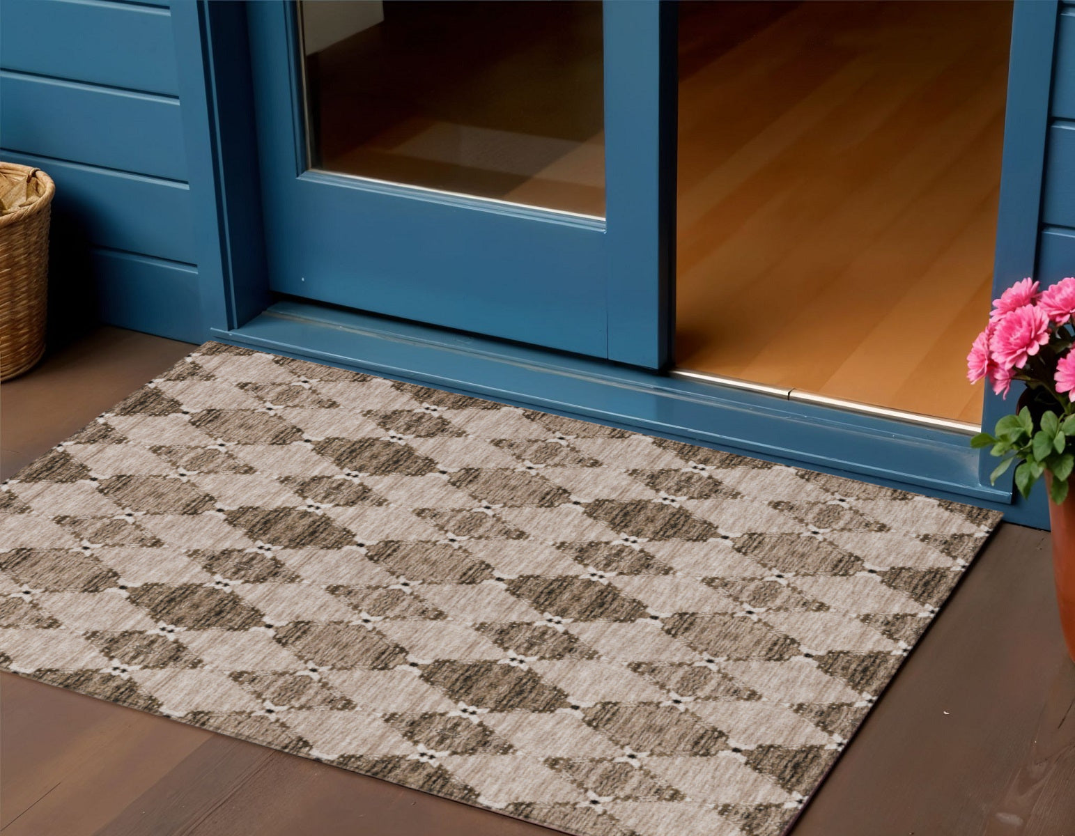 3 X 5 Brown And Chocolate Moroccan Washable Indoor Outdoor Area Rug