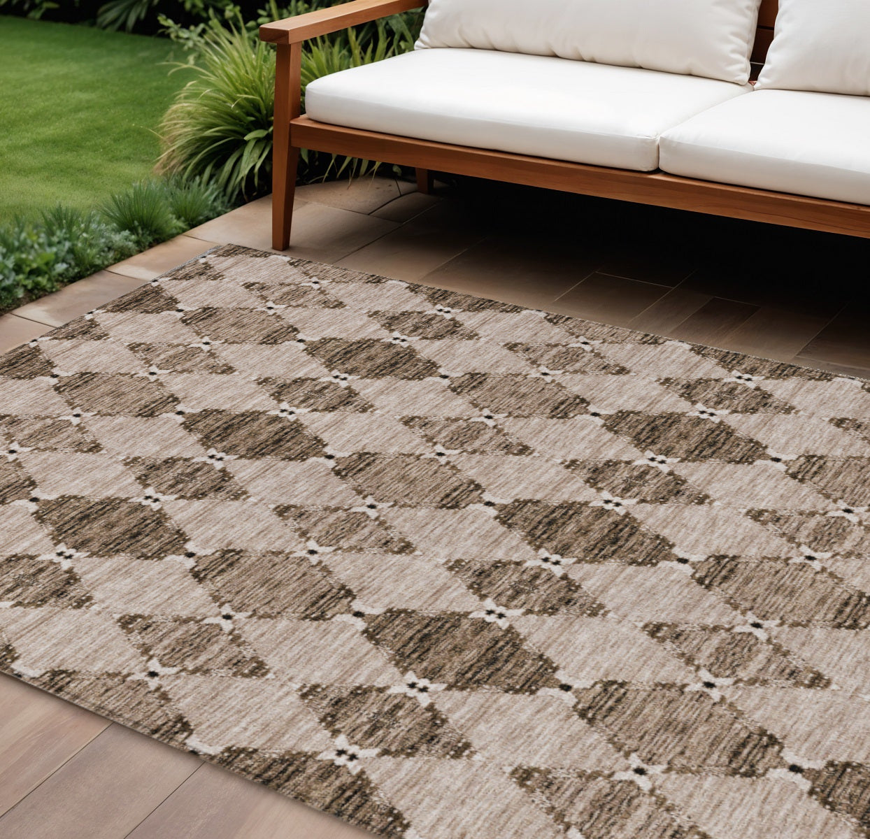 8 X 10 Brown And Chocolate Moroccan Washable Indoor Outdoor Area Rug