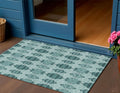 3 X 5 Teal Blue Aqua And Charcoal Moroccan Washable Indoor Outdoor Area Rug