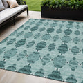 5 X 8 Teal Blue Aqua And Charcoal Moroccan Washable Indoor Outdoor Area Rug