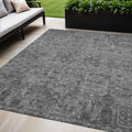 5 X 8 Charcoal And Silver Floral Washable Indoor Outdoor Area Rug