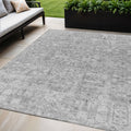 5 X 8 Gray Silver And Charcoal Floral Washable Indoor Outdoor Area Rug