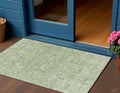 3 X 5 Artichoke Green And Olive Green Floral Washable Indoor Outdoor Area Rug
