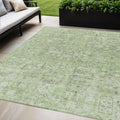5 X 8 Artichoke Green And Olive Green Floral Washable Indoor Outdoor Area Rug