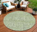 8 Artichoke Green And Olive Green Round Floral Washable Indoor Outdoor Area Rug